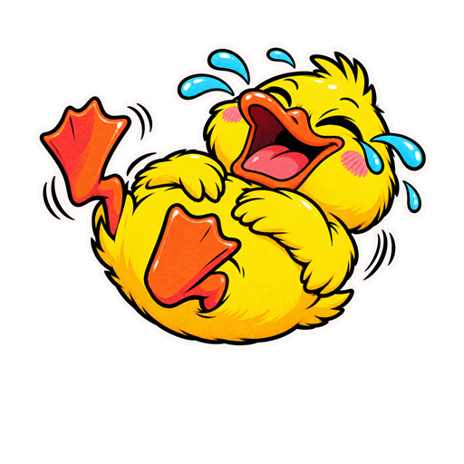 Duck rolling with laughter