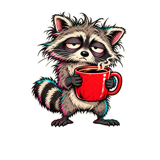 Raccoon runs on coffee